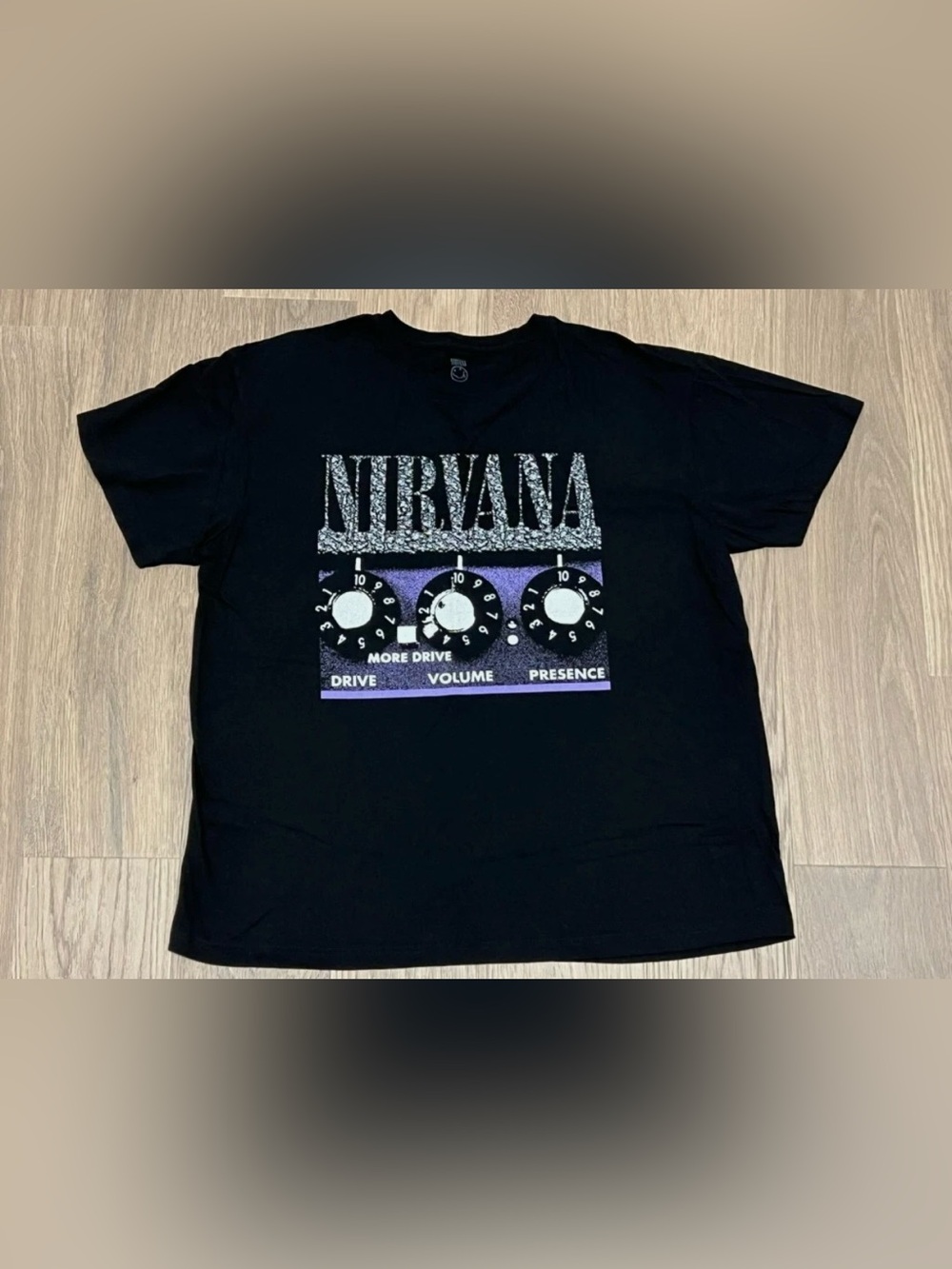 XL Mens NIRVANA Black Purple Amp Dials Graphic Tee Shirt Top Band Grunge Unisex